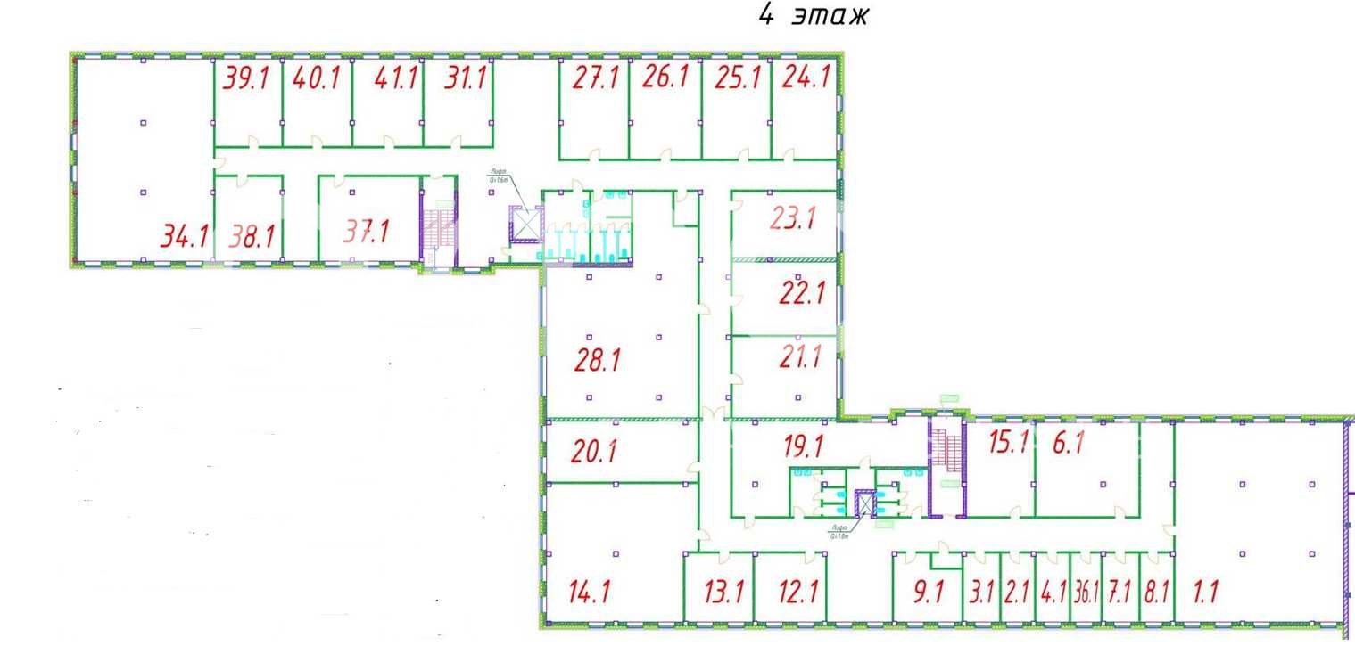 Планировка офиса 2500 м², 4 этаж, Бизнес-центр «Новгородская, 1»